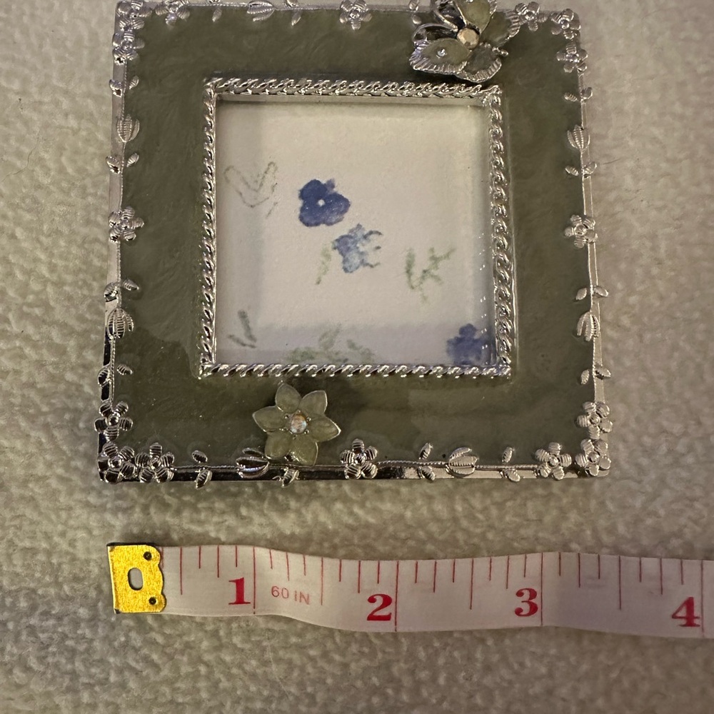 Floral Silver & Enameled Picture Frame
